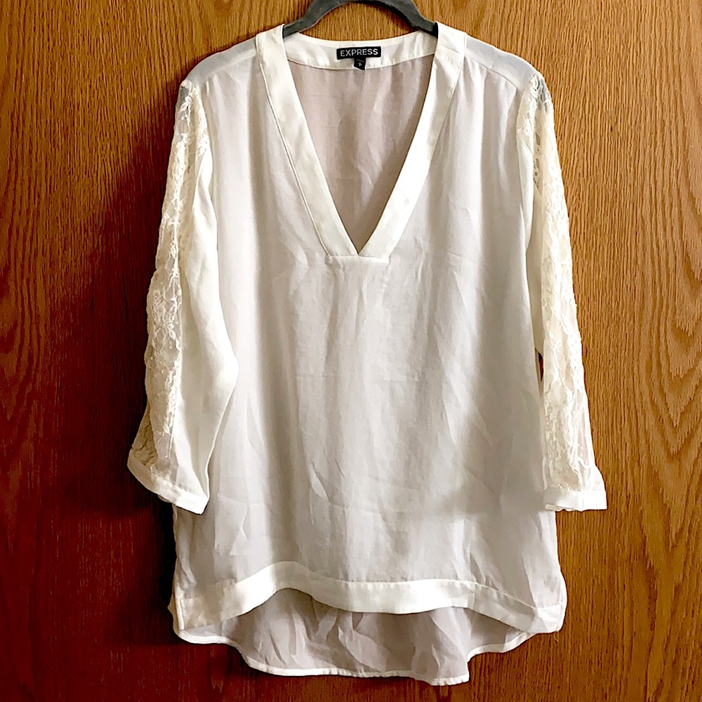 Beautiful White V-neck Top, Express!